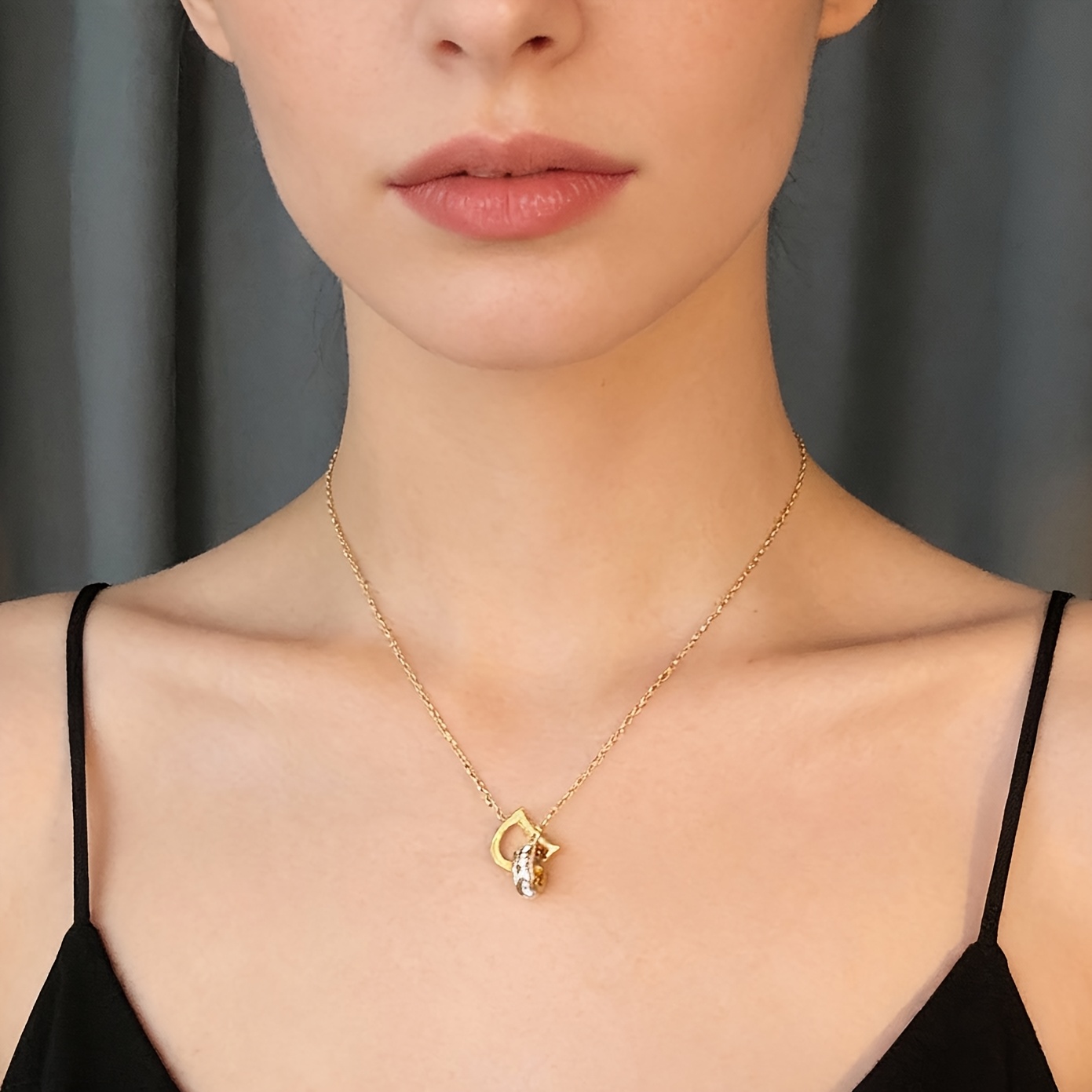 Women's Stylish 18K Gold-Plated Rhinestone Letter Necklace